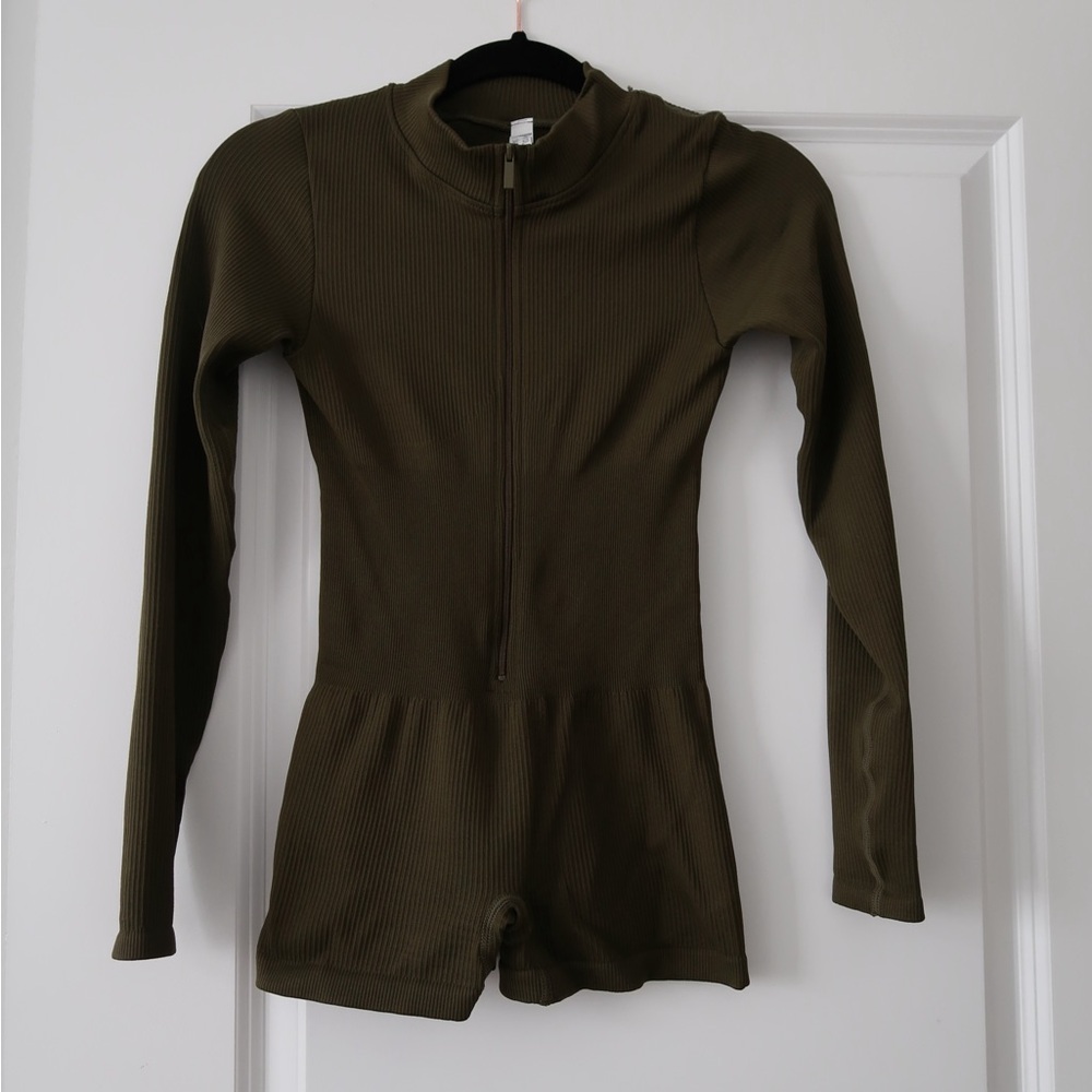 Fashion Nova Olive Green Long Sleeve Romper